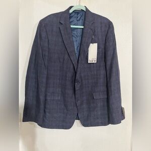 Bar 111 slim fit navy blue linen blend blazer size 44 R NWT